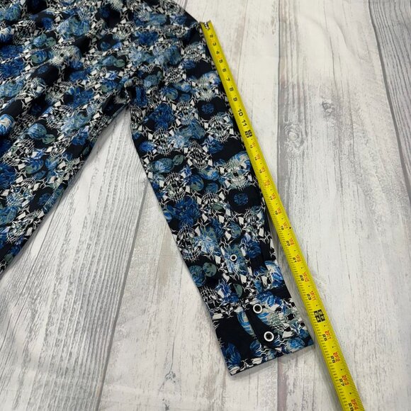 NWT Robert Graham Alloway Button Shirt S Blue Flip Cuff Floral Skull Mens $198 - Picture 11 of 12